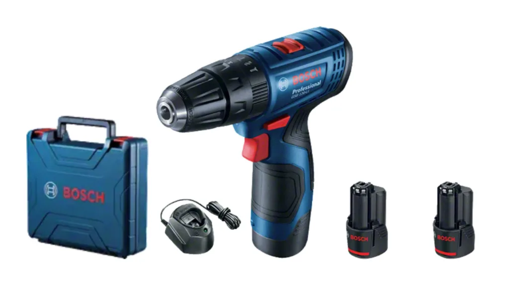 Bosch GSB 120-LI Professional dolazi sa 2 Li-Ion 12V/2Ah baterije, punjačem i plastičnim koferom za jednostavan transport i zaštitu alata